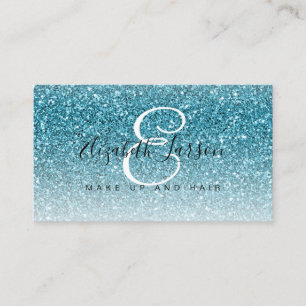 Trendy Aqua Blauwe Glitter Kapper Salon Make-up Ar Visitekaartje