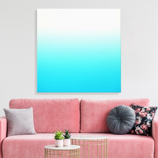 Trendy Aqua Blauwgroen tot  Wit Ombre Gradient Canvas Afdruk (Insitu (Woonkamer))