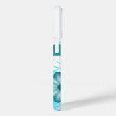 Trendy Aqua Blue Blauwgroen Hibiscus bloemontwerp Case-Mate iPhone Case (Achterkant / Rechts)