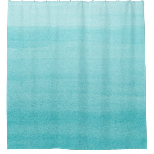 Trendy Aqua Blue Ombre Waterverf Pattern Douchegordijn (Voorkant)