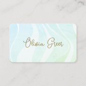 Trendy Aqua Blue Retro Waterverf Waves Visitekaartje (Voorkant)