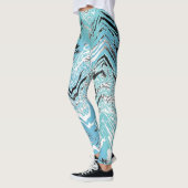 Trendy Aqua Blue White Chevron ZigZag Leggings (Links)