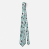Trendy Aqua Daisy Floral Pen en inkt Print Stropdas (Voorkant)