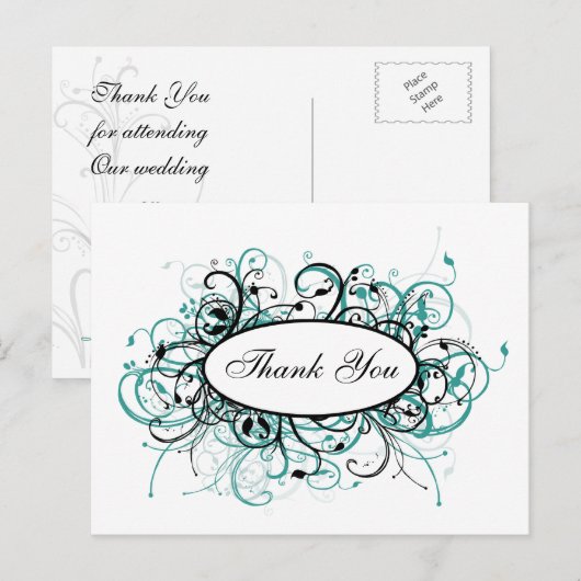 trendy aqua Dankuwel Kaarten (Voorkant / Achterkant)