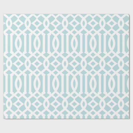 Trendy Aqua en witte trellis patroon Cadeaupapier (Vlak)