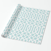 Trendy Aqua en witte trellis patroon Cadeaupapier (Uitgerold)