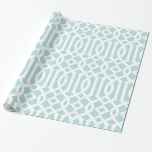 Trendy Aqua en witte trellis patroon Cadeaupapier