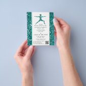 Trendy Aqua Glitter Effect Yoga Class Adverteren Flyer (Hand)