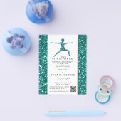 Trendy Aqua Glitter Effect Yoga Class Adverteren Flyer (Enkel)