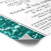 Trendy Aqua Glitter Effect Yoga Class Adverteren Poster (Hoek)
