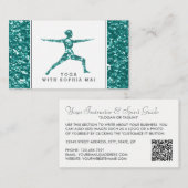 Trendy Aqua Glitter Effect Yoga Instructeur Visitekaartje (Voorkant / Achterkant)