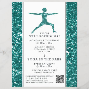 Trendy Aqua Glitter Effect Yoga Les Advertentie Flyer