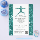 Trendy Aqua Glitter Effect Yoga Les Advertentie Flyer (Enkel)