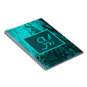 Trendy Aqua Marble monogram Initialen Notitieboek (Rechterzijde)