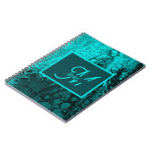 Trendy Aqua Marble monogram Initialen Notitieboek (Linkerzijde)