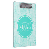 Trendy Aqua Mint Crackle Patroon met Monogram Klembord (Rechts)