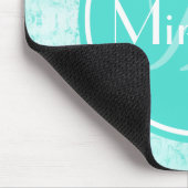 Trendy Aqua Mint Crackle Patroon met Monogram Muismat (Hoek)