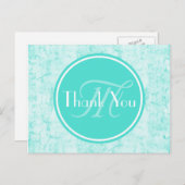 Trendy Aqua Mint Hartelijk dank voor het monogram Briefkaart (Voorkant / Achterkant)