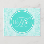 Trendy Aqua Mint Hartelijk dank voor het monogram Briefkaart (Voorkant)