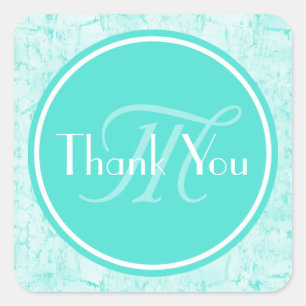 Trendy Aqua Mint Hartelijk dank voor het monogram Vierkante Sticker