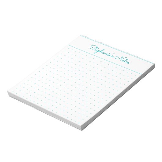 Trendy Aqua Personalized Dot Grid Notitieblok (Linkerzijde)