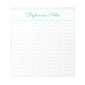 Trendy Aqua Personalized Dot Grid Notitieblok (Voorkant)