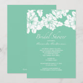 Trendy Aqua & White Floral Vrijgezellenfeest Invit Kaart (Voorkant / Achterkant)