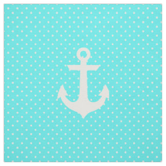 Trendy aqua white nautical anchor polka punts stof