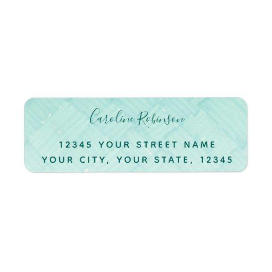 Trendy Aquamarine Pattern Return Address Etiket (Voorkant)