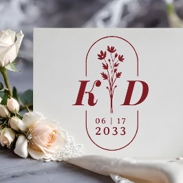 Trendy Arch Chic Wedding Wildflowers Initials  Rubberstempel