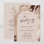 Trendy Arch Earthy Textures Gold Washes Wedding Kaart (Voorkant / Achterkant)