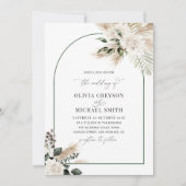Trendy Arch Pampas Greenery bruiloft uitnodiging (Voorkant)