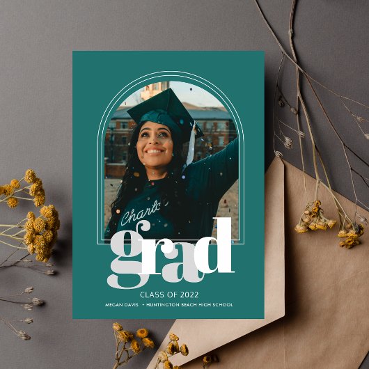 Trendy Arch Photo Graduation Party Aankondiging