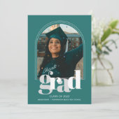 Trendy Arch Photo Graduation Party Aankondiging (Staand voorkant)