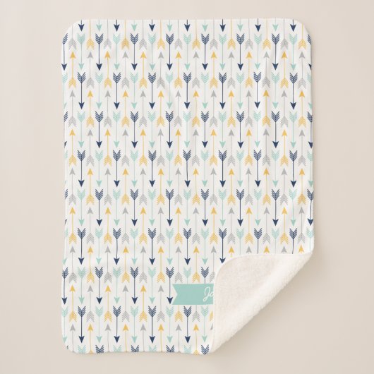 Trendy Arrows Monogram Sherpa Deken (Voorkant)