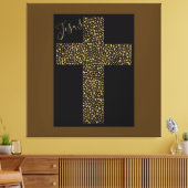 Trendy Art Afbeelding Jesus Gold Cross Brown Canvas Afdruk (Insitu (Woonkamer))