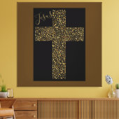 Trendy Art Afbeelding Jesus Gold Cross Brown Canvas Afdruk (Insitu (Woonkamer))