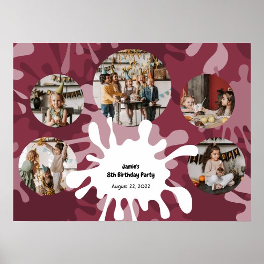 Trendy Art Birthday 5 Foto's Collage Sjabloon Poster (Voorkant)