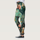 Trendy Art Deco Blauwgroen roze bloemige vlinderyo Leggings (Links)