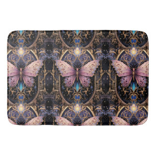 Trendy Art Deco Paarse roze gouden vlinder Badmat
