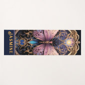 Trendy Art Deco Paarse roze gouden vlinder Yogamat (Voorkant (horizontaal))