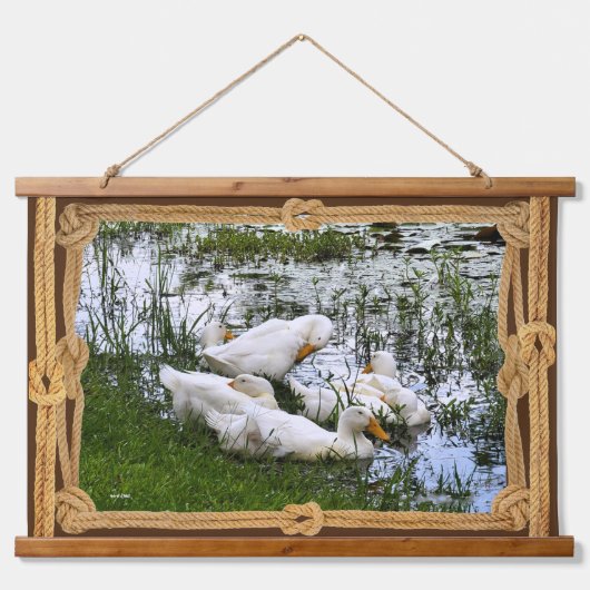 Trendy Art Ducks Vijverleven Hangend Wandkleed (Voorkant)