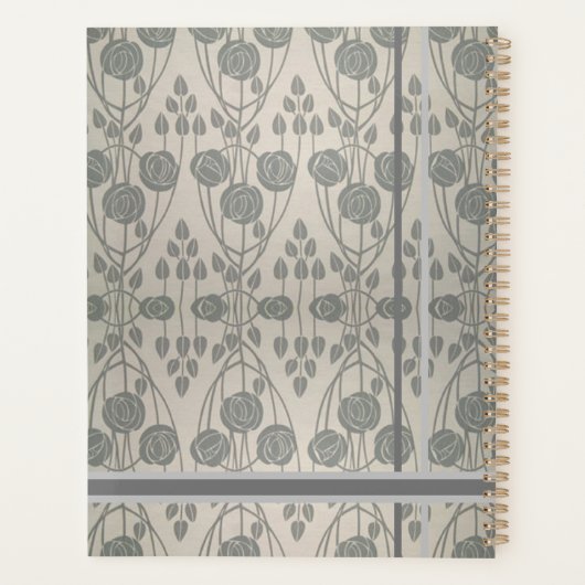 Trendy Art Nouveau Designn in Grays, Monogramed Planner (Achterkant)