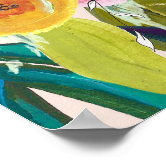 Trendy Art Painted Flowers Poster Art Print (Hoek)