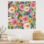 Trendy Art Painted Flowers Poster Art Print (Keuken)
