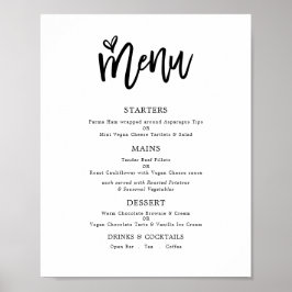 Trendy artistiek script tekst alleen bruiloftsmenu poster