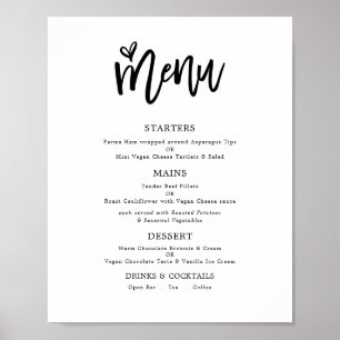 Trendy artistiek script tekst alleen bruiloftsmenu poster