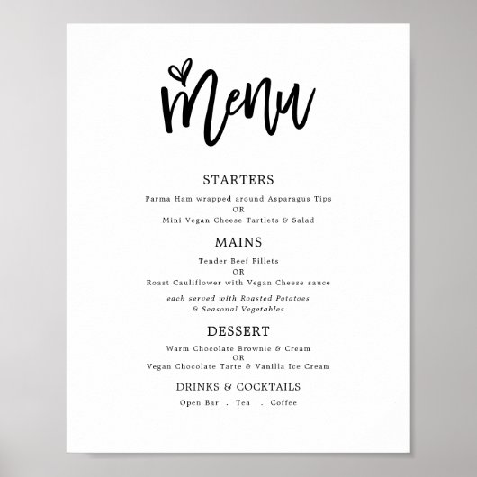 Trendy artistiek script tekst alleen bruiloftsmenu poster (Voorkant)
