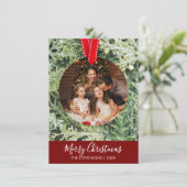 Trendy artistieke kerst ornament familie foto feestdagenkaart (Staand voorkant)