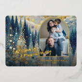 Trendy Artistieke Klassieke Winter Wonderland Kuns Folie Feestdagenkaart (Voorkant)